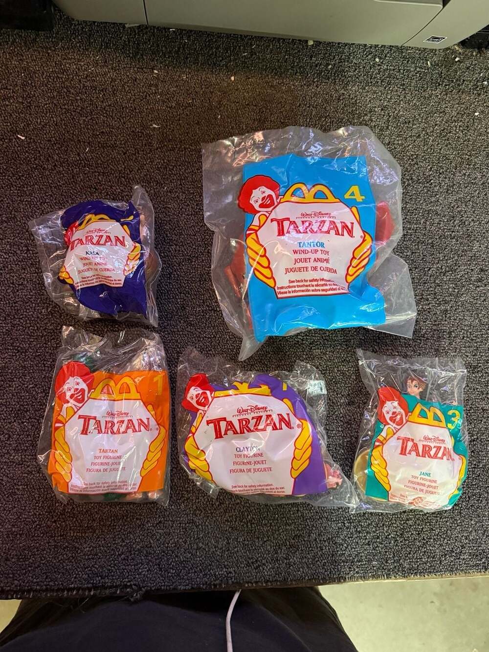 Lot of 5 Vintage 1999 McDonald's Disney Tarzan Happy Meal Toys (Sealed)